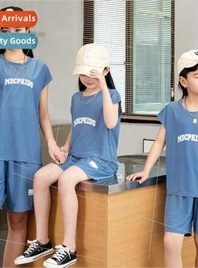 Parent-child twoPCS sleeveless undershirt set boys loose com