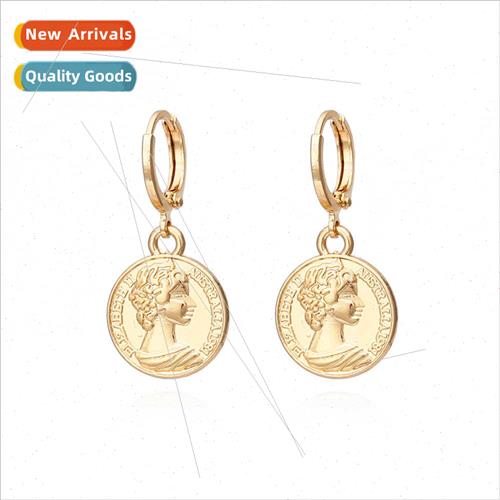 simple copper gold-plated earrings retro fashion queen avata