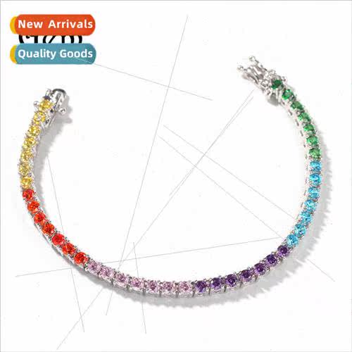 Europe mple Hip Hop Bracelet Copper Set Colorful Zirconia Hi