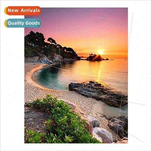 New sunset beach landscape cross stch living room bedroom de
