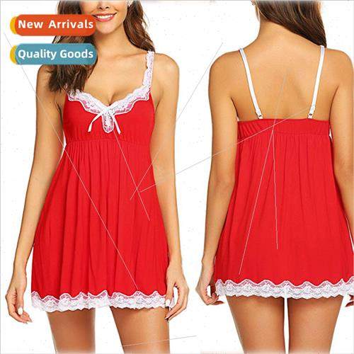 Erotic lingerie sexy lace halter neck womens nightdress