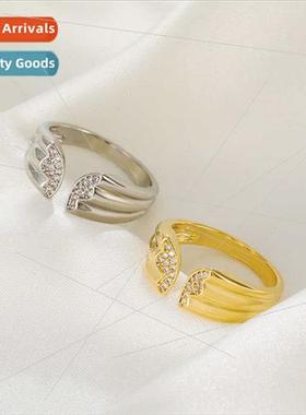 Europe exquise butterfly ring female sense set zirconia geom