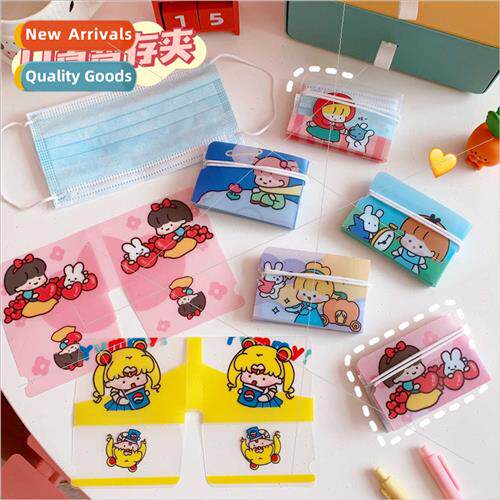 Cute mask storage clip cartoon girl heart portable folding s