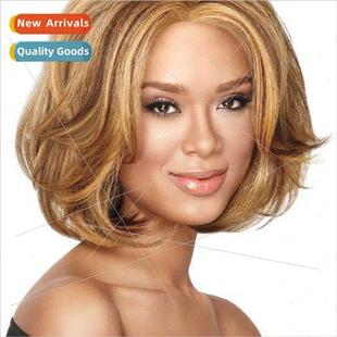 Blonde Europe Wig WIG Short Curly Hair Middle Parted Fashion
