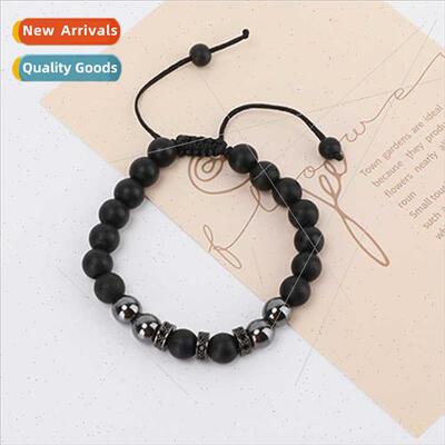 New Couple 8MM Frosted Stone Tiger Eye Zircon Card Bracelet