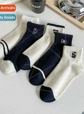 New socks women spring summer black whe embroidery camellia