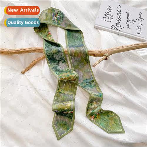 Korean  spring fall square scarf green flowers butterfly sim