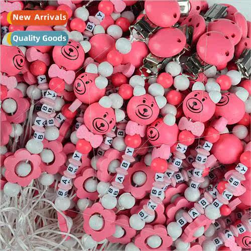 Three-dimensional teddy bear flower pacifier chain baby paci