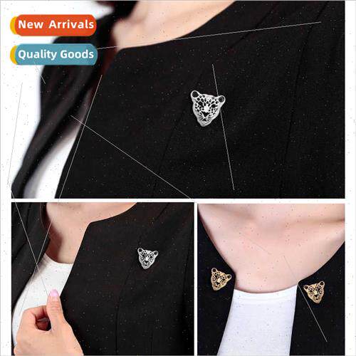 Europe fashion retro alloy hollowed out leopard head brooch