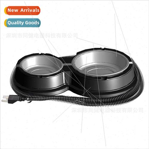 Heated Pet Bowl Winter Prevent zing Thermostat Cat Double Bo