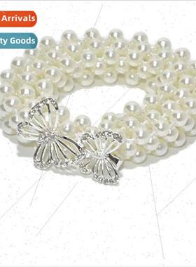 Ladies pearl elastic waist chain female fashion sweet rhines