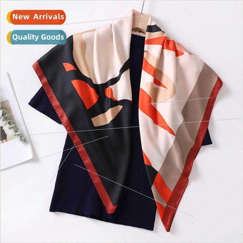 Printed silk scarf women versatile twill shawl square large