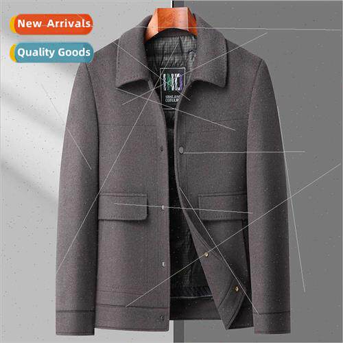 Autumn winter short double-sided tweed wool coat men removab