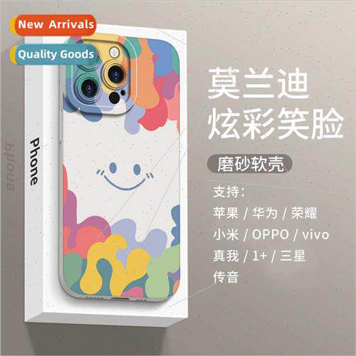 Morandi clash color apple 14 phone case smiley face full cov