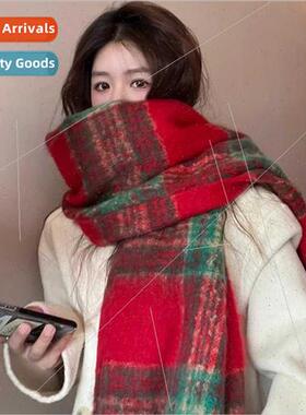 Big red Christmas atmosphere faux cashmere scarf female wint