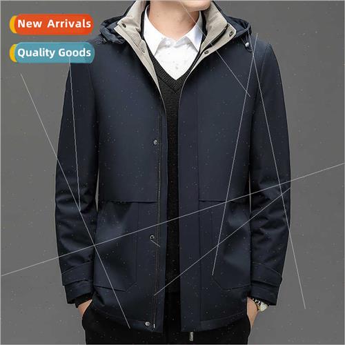 Thickened down jacket men medium-length 2023 winter new casu