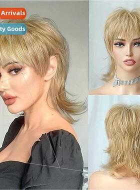 Europe wig headgear men women dovetail shawl shaggy brown bl