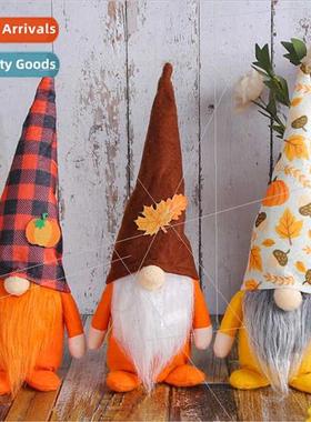 New Harvest Festival Faceless Standing Pose Doll Plaid Pumpk