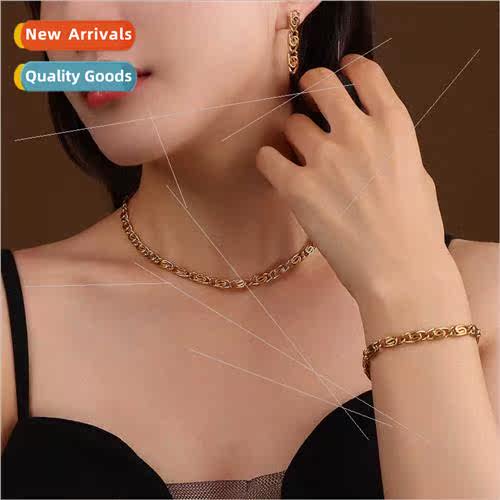 Europe ins geometric thick chain necklace nd bracelet fashio