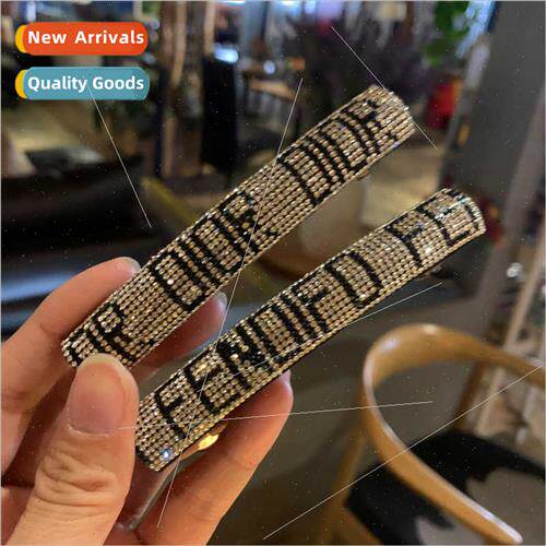 Korea clip headdress back head spring clip rhinestone letter
