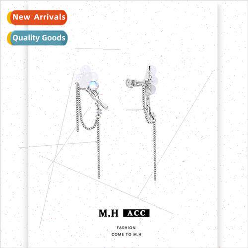 moonstone cloud earrings female niche 925 silver pin earring