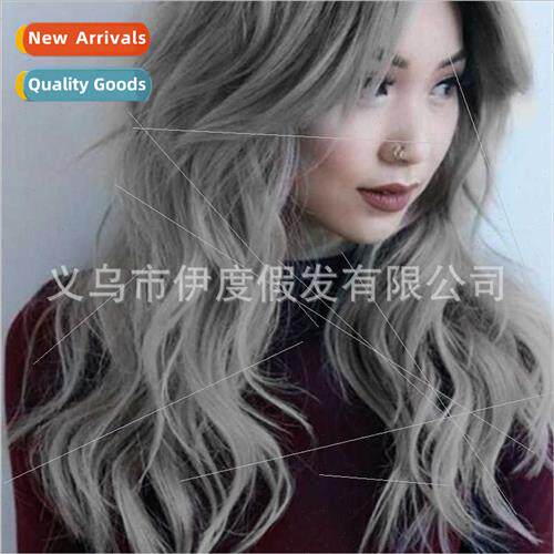 Granny Gray Medium Long Curly Europe Wig Big Scalp Anime Wig