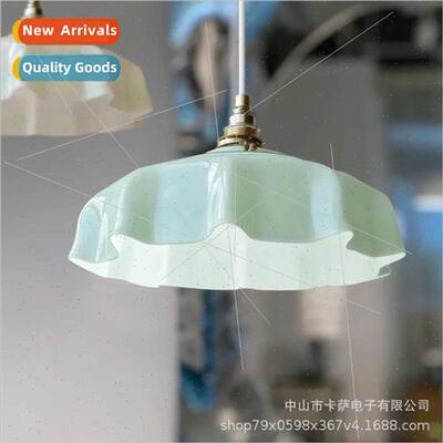 Vintage French dining room chandelier brass glass Scandinavi