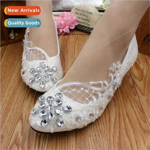 Flower Flat Shoes Low Heel Bridesmaid Shoes Wedding Dress Wh