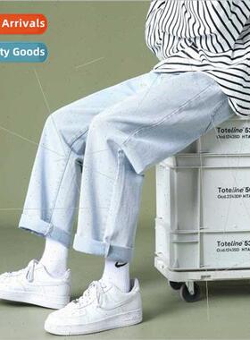 Jeans wide-legged pants men spring summer straight pants loo