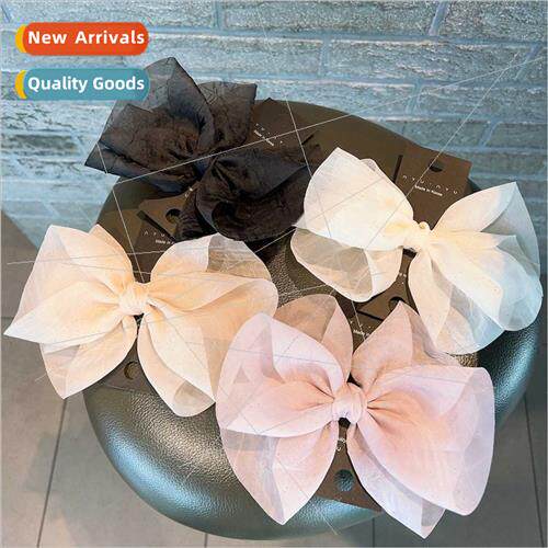 new retro fairy gauze floating bow hairpin top clip jewelry