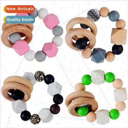 Baby Teether Bracelet Beechwood licone Beads Teether Baby Ra