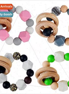 Baby Teether Bracelet Beechwood licone Beads Teether Baby Ra