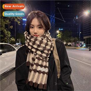 faux cashmere female new scarf college plaid 2022 student