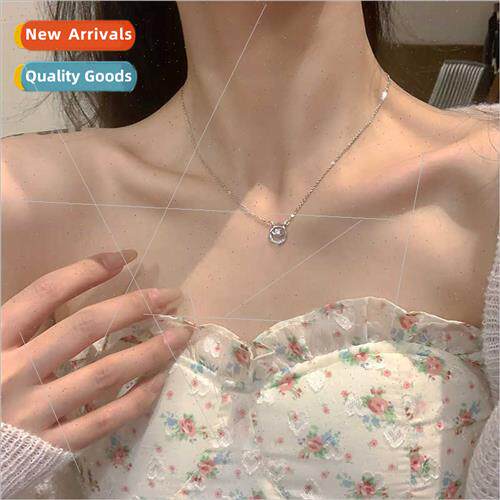 mple double circle zirconia necklace women ins niche shiny f