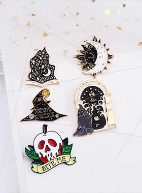 Halloween black flame magic book brooch magic hat wchcraft s