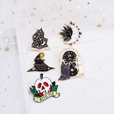 Halloween black flame magic book brooch magic hat wchcraft s