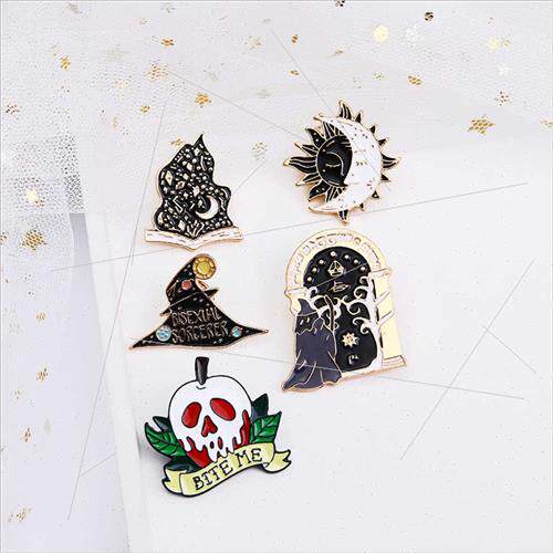 Halloween black flame magic book brooch magic hat wchcraft s