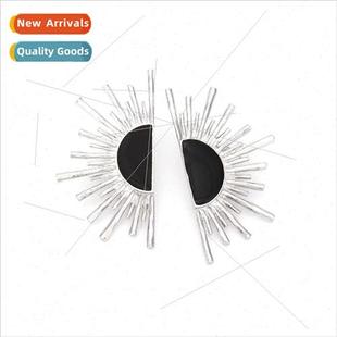 oil drop sunflower retro earrings alloy large fashion senior