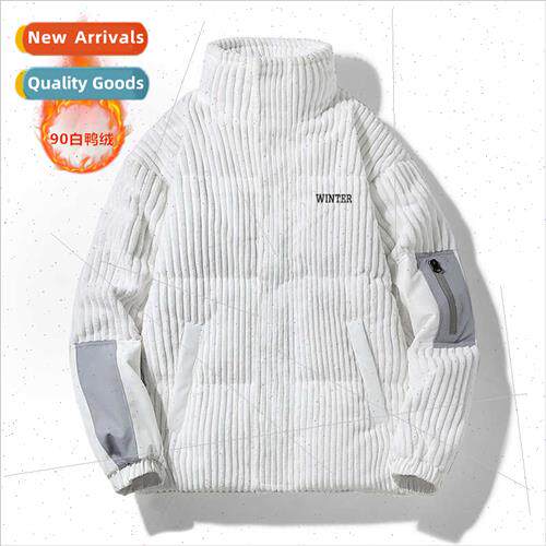 Collar short whe duck down jacket men corduroy fashion casua