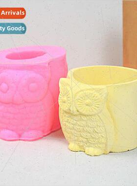 New Creative owl flower pot silicone mould DIY clay plaster