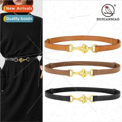 Women cowhide thin belt versatile leather niche design adjus