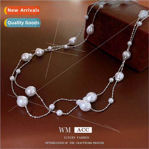 mple irregular pearl three-layer necklace fashion hundred ma