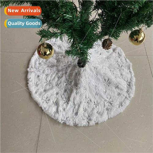 2022 Christmas Tree Skirt lver Beaded Faux Snowflake Embroid