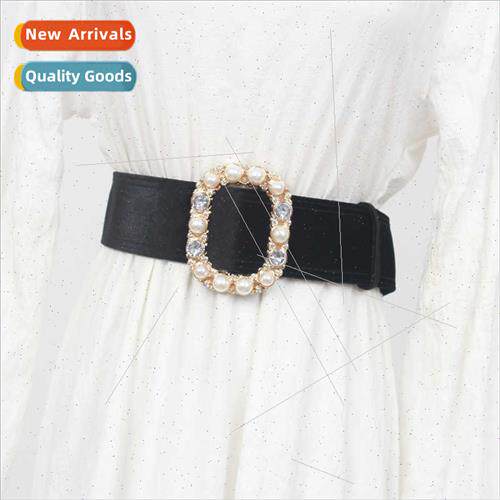 Fashion belt female dress rhinestone inlaid velvet wide wais
