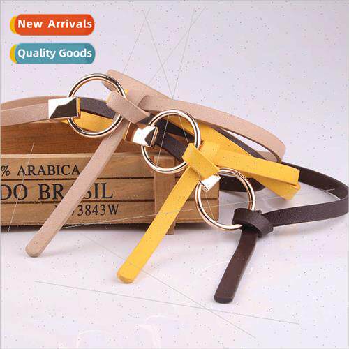 Women new Korean thin belt sweater dress decorative knot sma