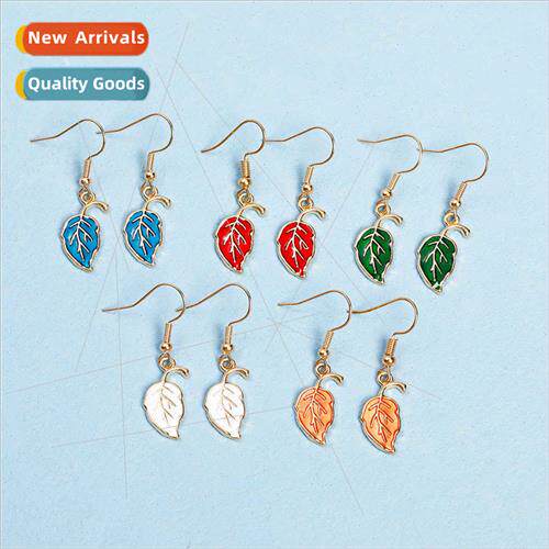 enamel color drop oil leaves leaf earrings female temperamen