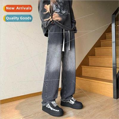 American high set jeans men spring summer loose straight tid