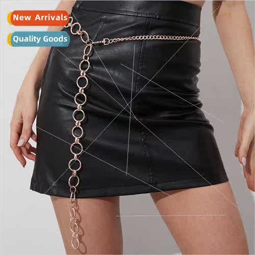 ght gold circle metal long versatile fashion women waist cha