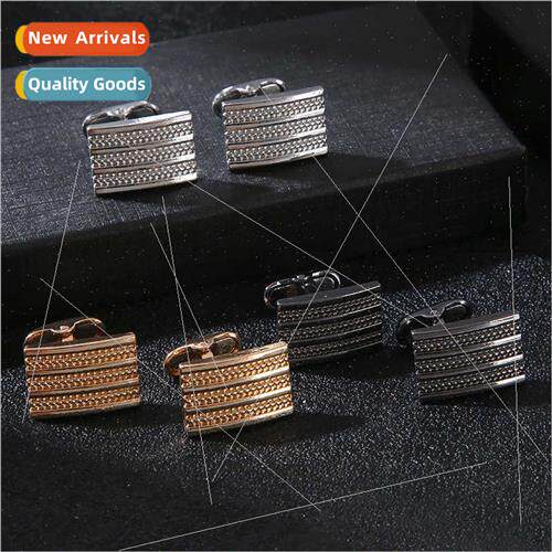 New Creative rectangular black striped cufflinks French busi
