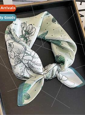 terary new small floral silk small square scarf female Korea